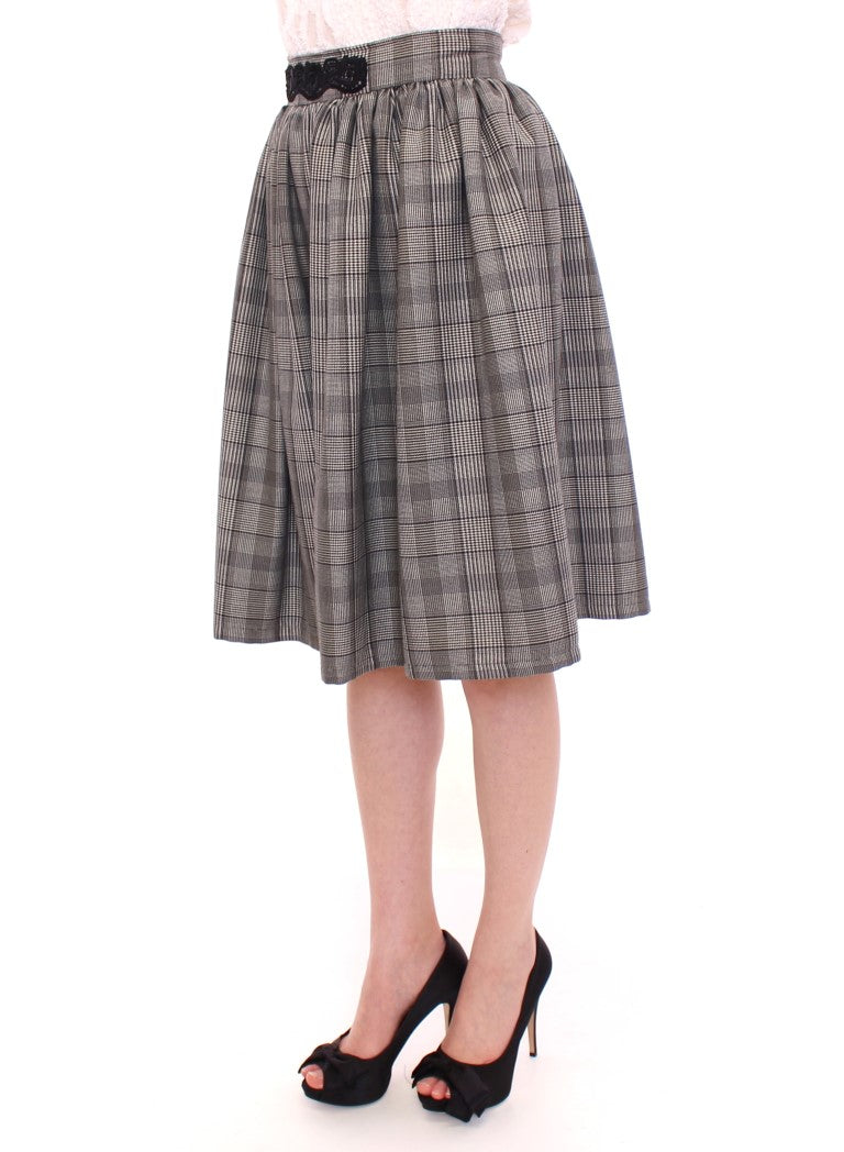 Gray Checkered Wool Shorts Skirt