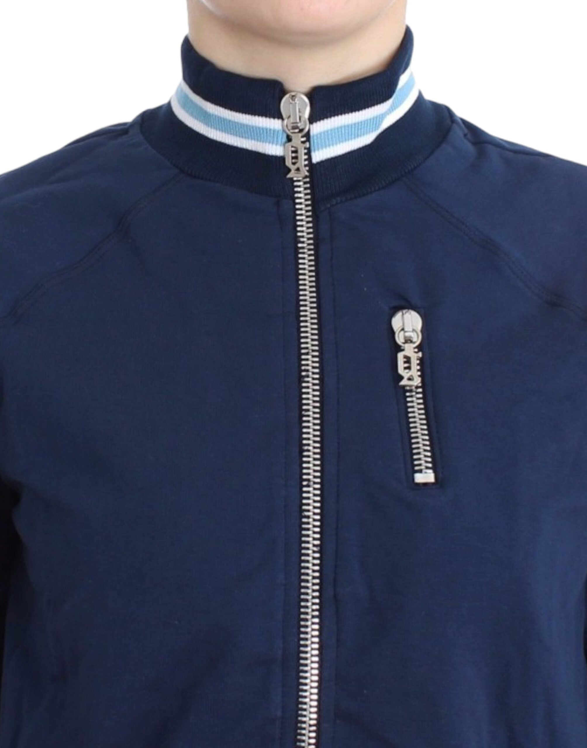 Blue zip cotton cardigan