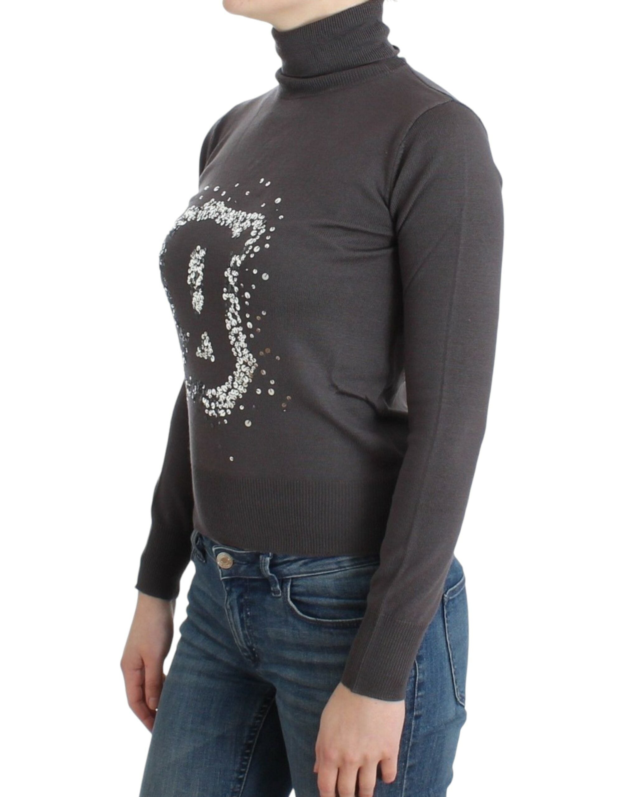 Brown turtleneck cotton sweater