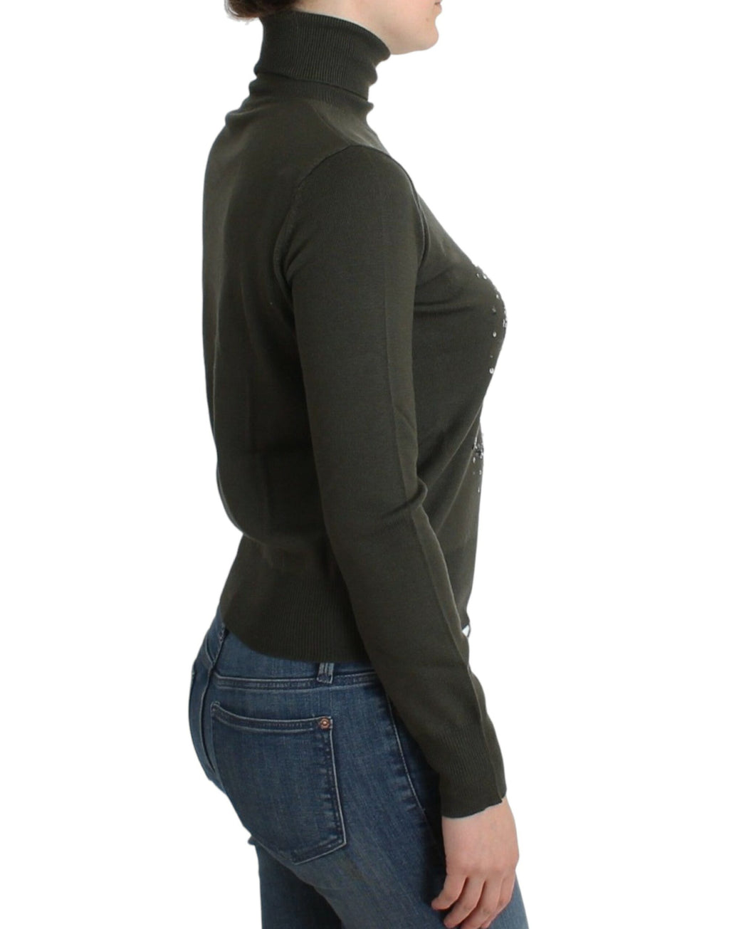 Green wool turtleneck sweater