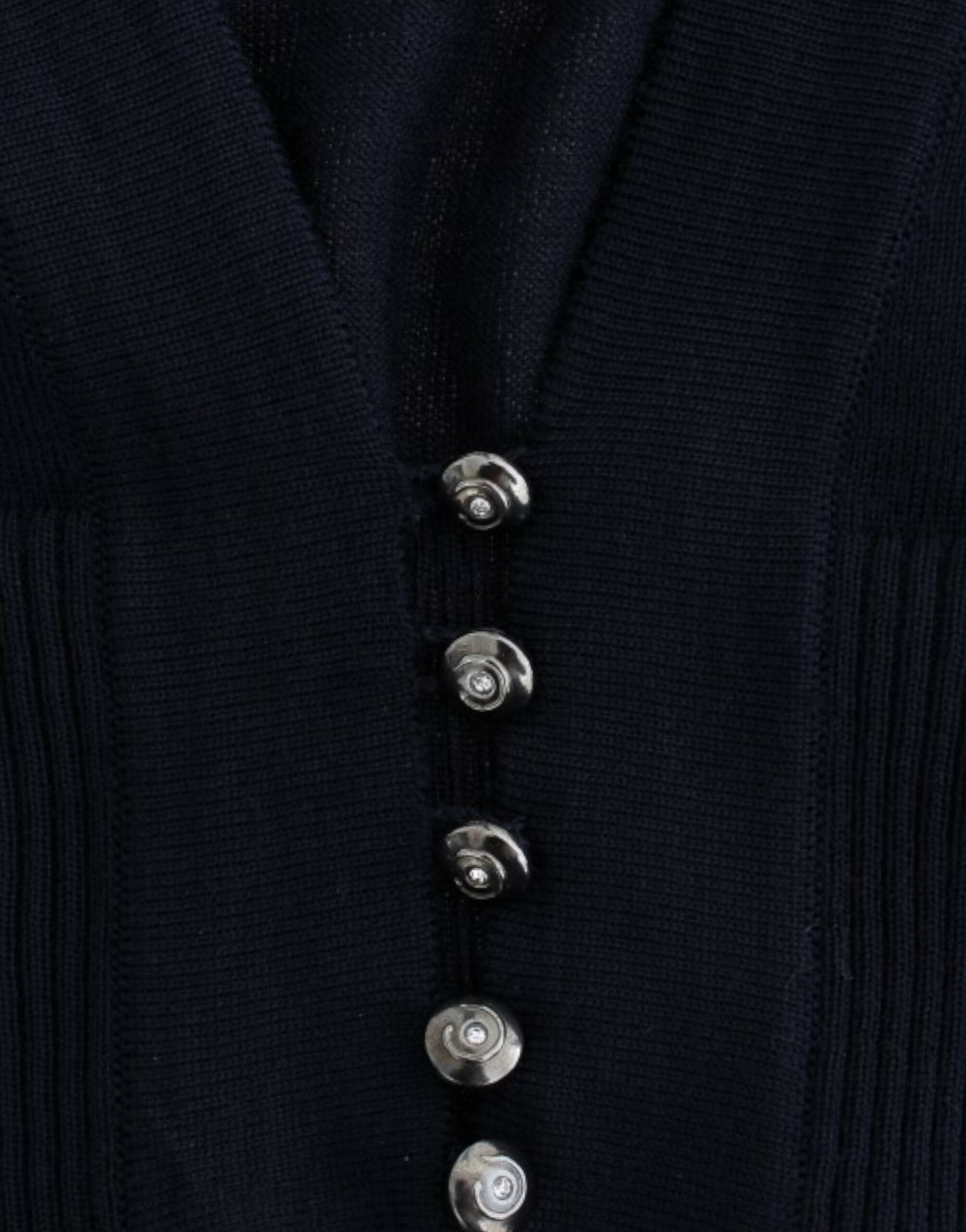 Blue cropped wool cardigan