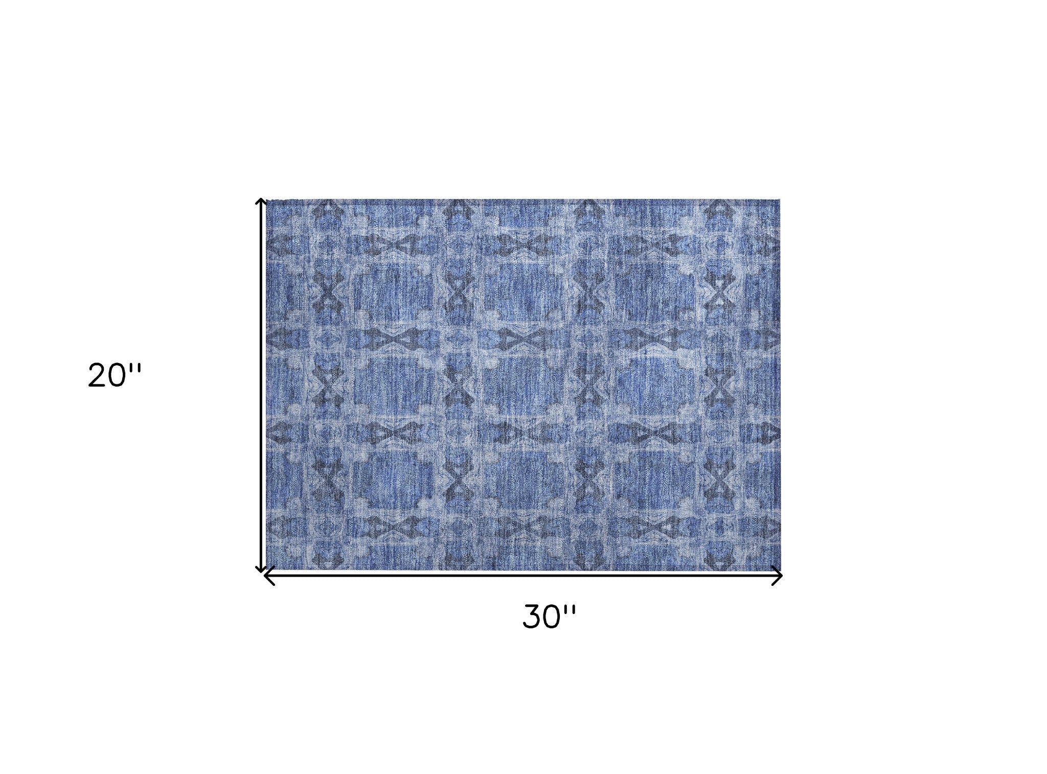 2' X 3' Denim Blue and Gray Floral Medallion Washable Non Skid Indoor Outdoor Area Rug