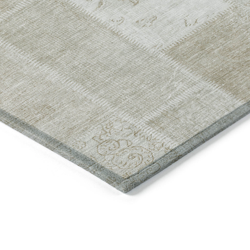 3' X 5' Taupe Beige And Tan Patchwork Washable Indoor Outdoor Area Rug