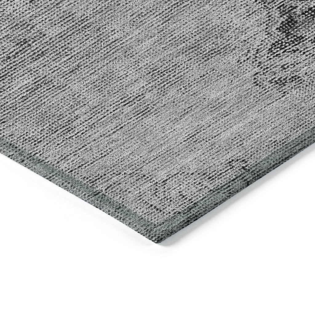 5' X 8' Gray Silver And Charcoal Oriental Washable Indoor Outdoor Area Rug