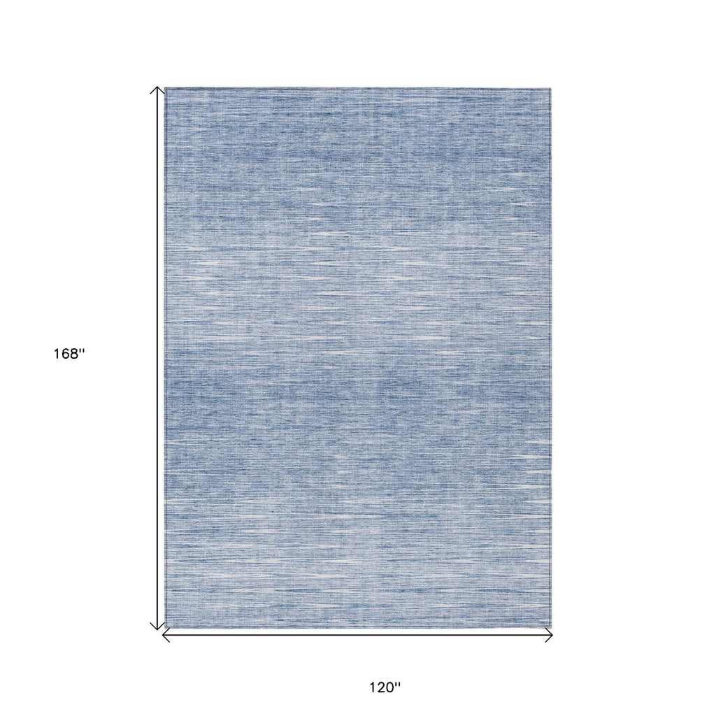10' X 14' Denim Blue And Blue Abstract Washable Indoor Outdoor Area Rug