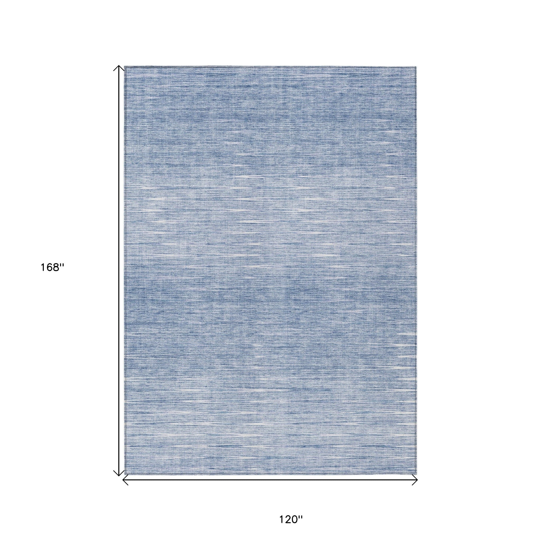 10' X 14' Denim Blue And Blue Abstract Washable Indoor Outdoor Area Rug